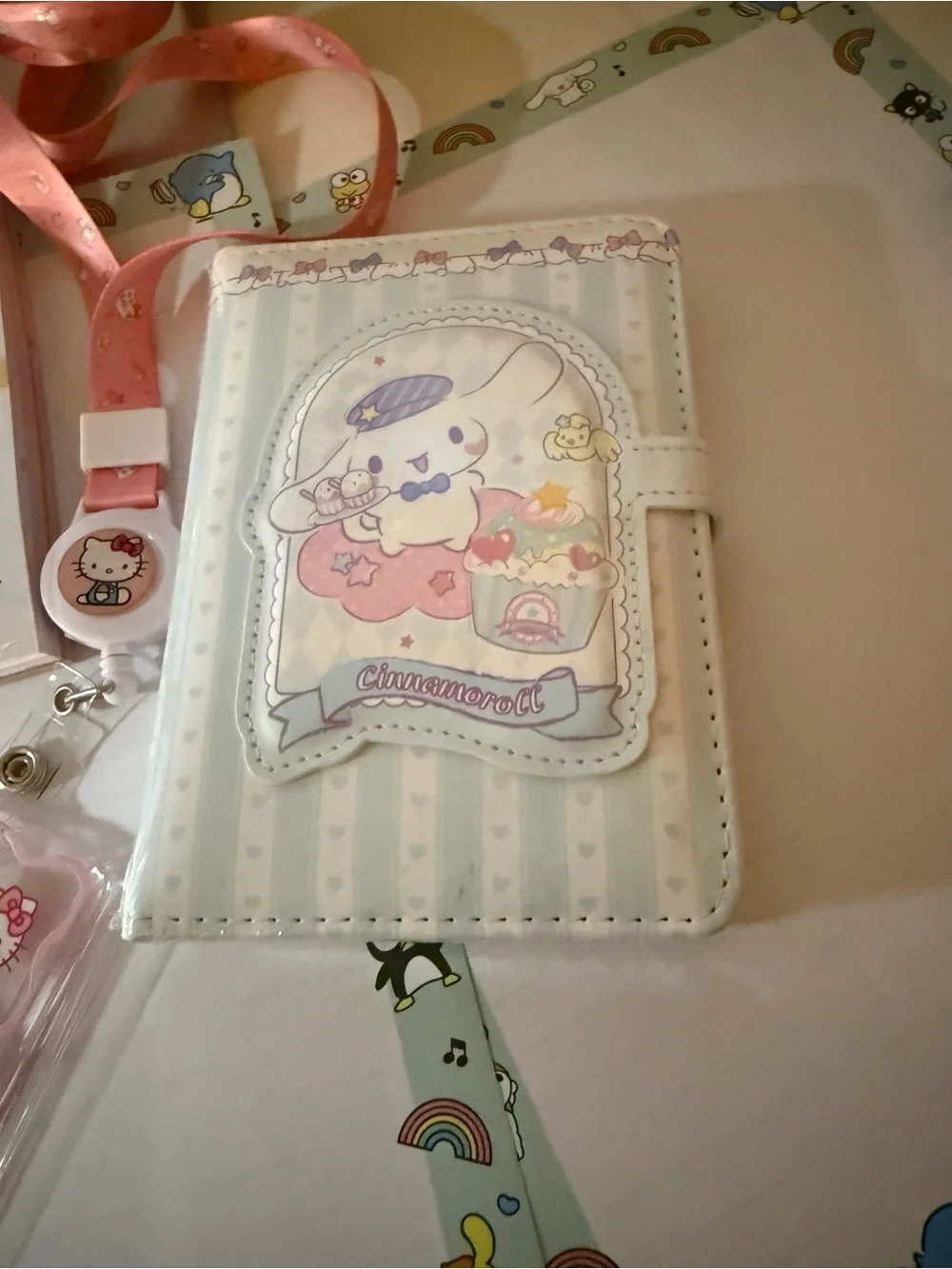 Hello Kitty Pink ID Card Lanyard Set with Clear Card Holder